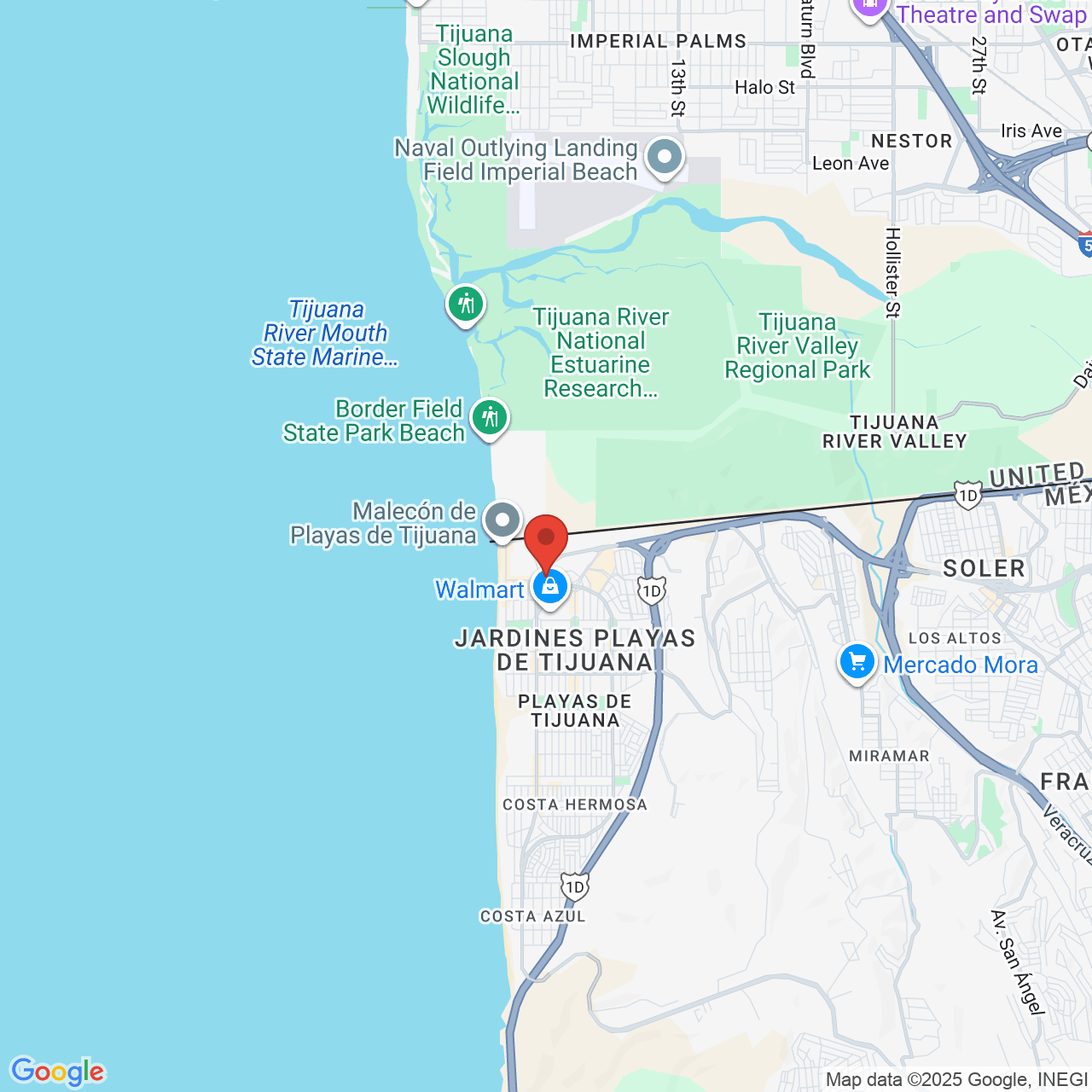 Google map image of our location in Paseo Playas de Tijuana 19 Seccion Tijuana, B.C.